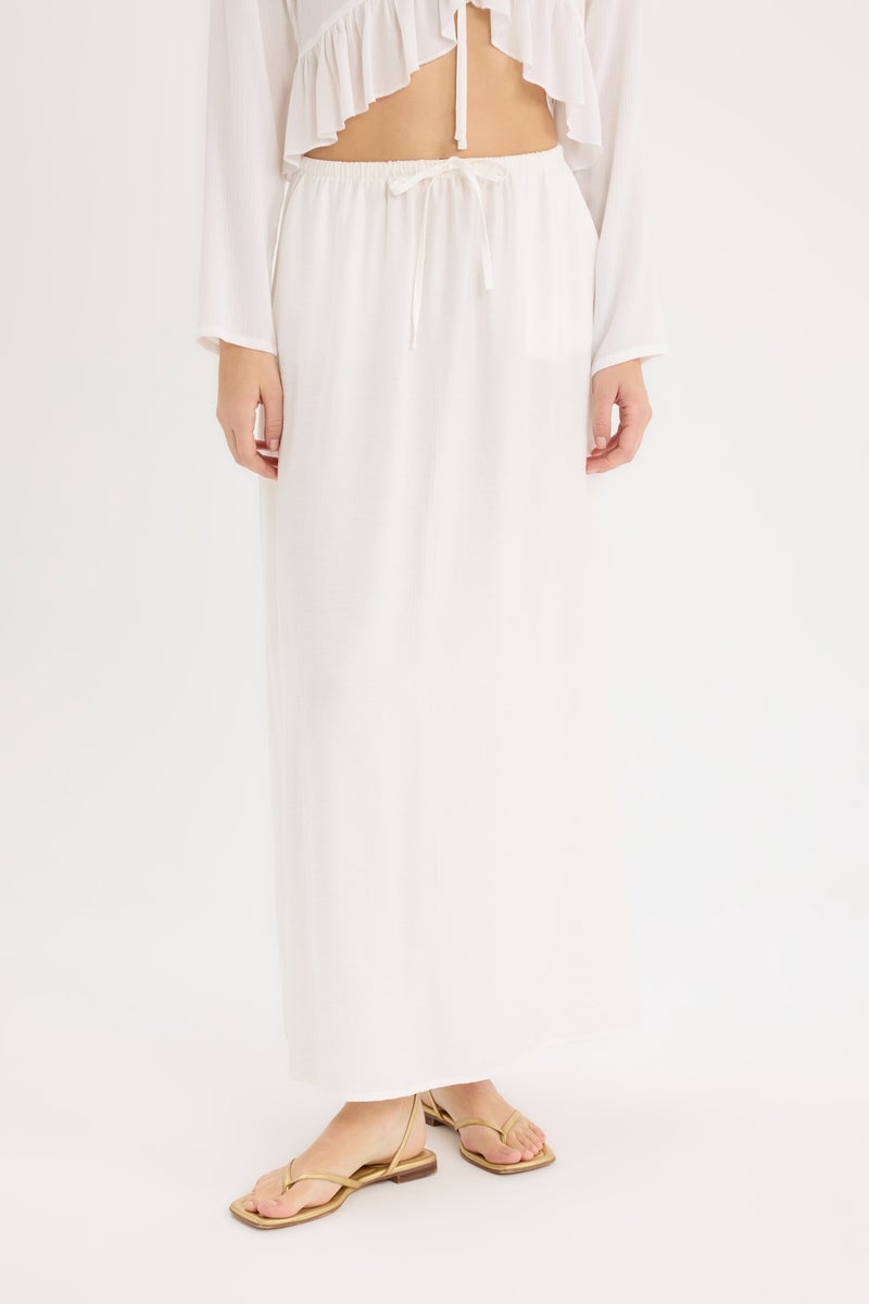 DeFacto White Woman A Cut Normal Waist Maxi Skirt Casual - Image 5